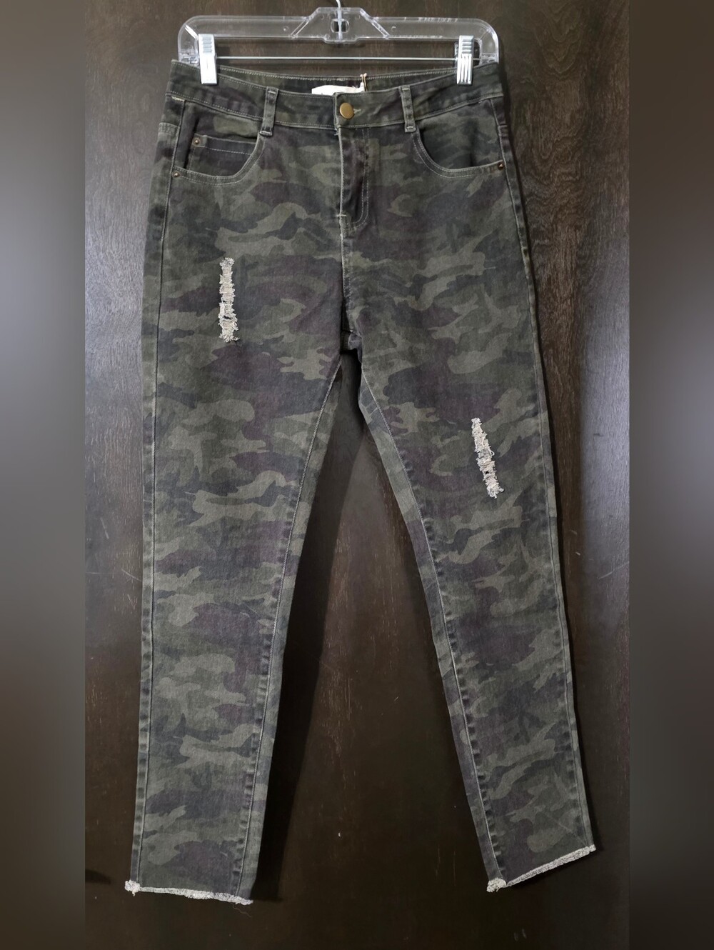 Denim By Ellison Camouflage Skinny Jeans Raw Hem Ankle Length Women's Size M